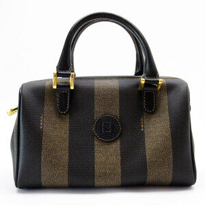 Fendi Pecan Leather Handbag Black Brown
